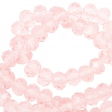 Faceted glass beads 6x4mm disc Pale French pink-pearl shine coating